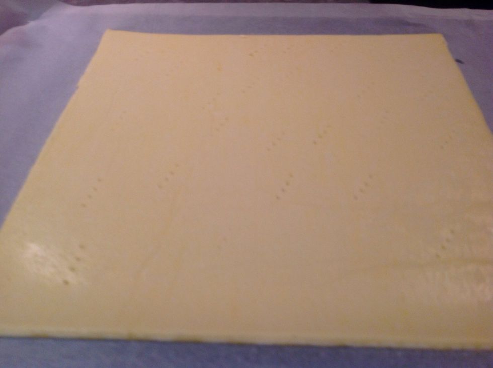 Fork the pastry before you place it into the oven bake until golden then put it aside to cool