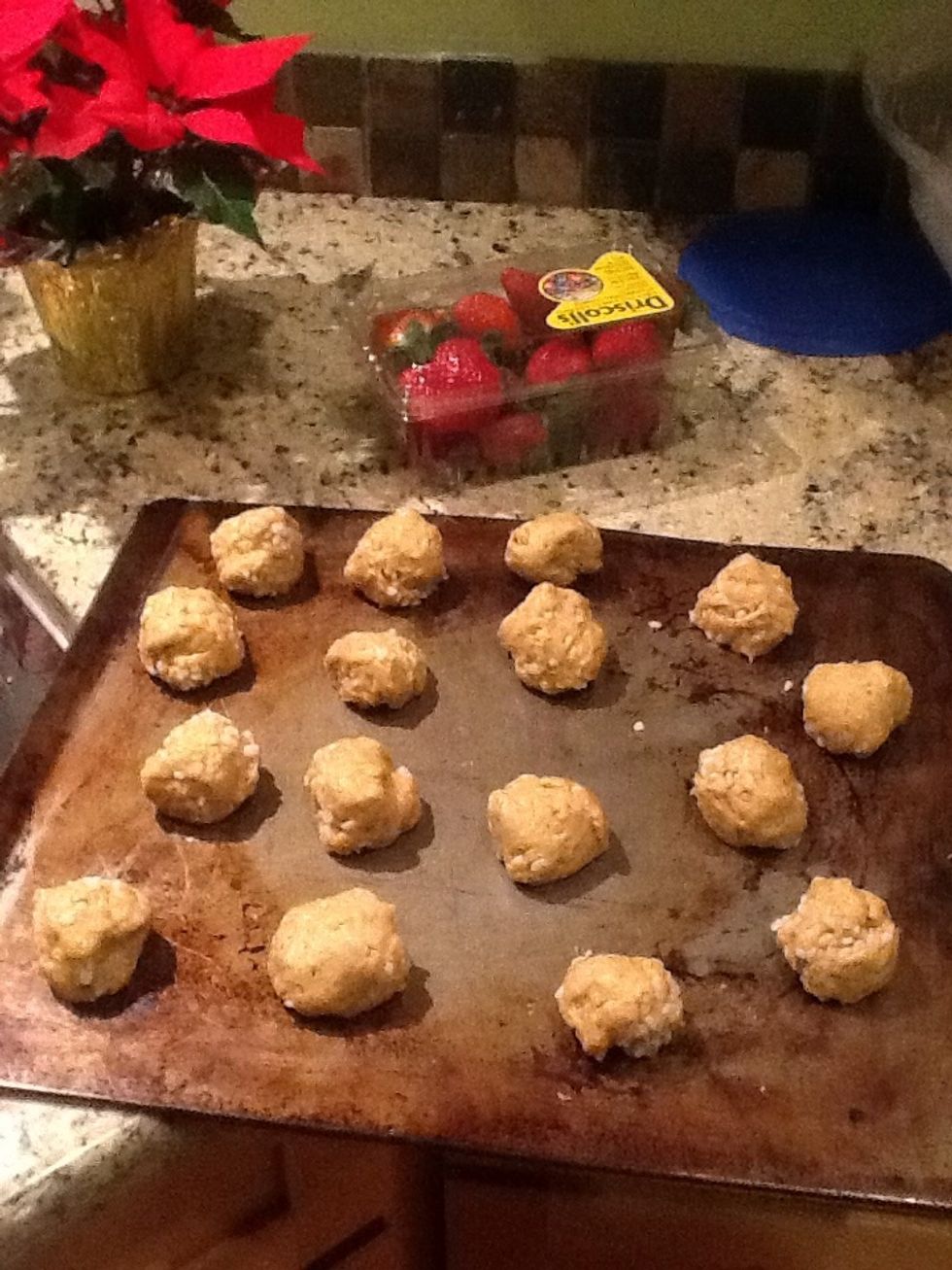 Form dough into ~15 balls by hand