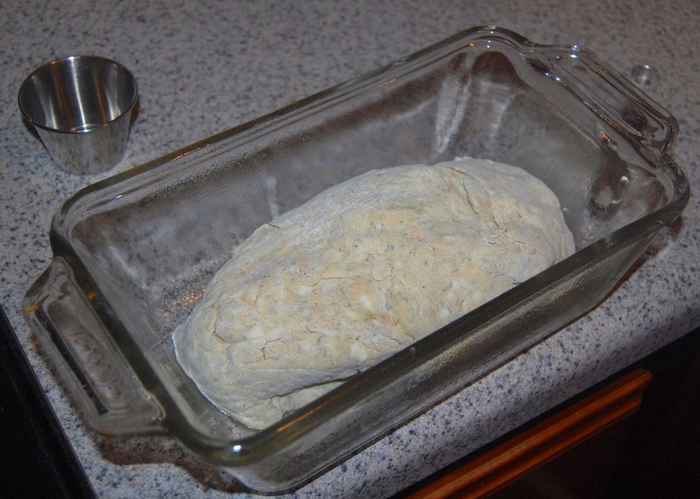 Form dough into a loaf, place it in the loaf pan.