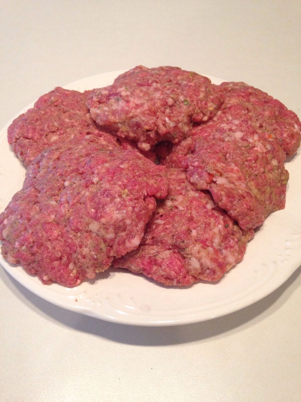 Form into large patties. I made 5 large and 1 small.