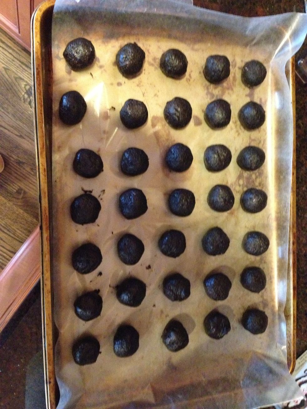 Form mixture into 1-inch balls, place on a cookie sheet with wax paper. Freeze overnight