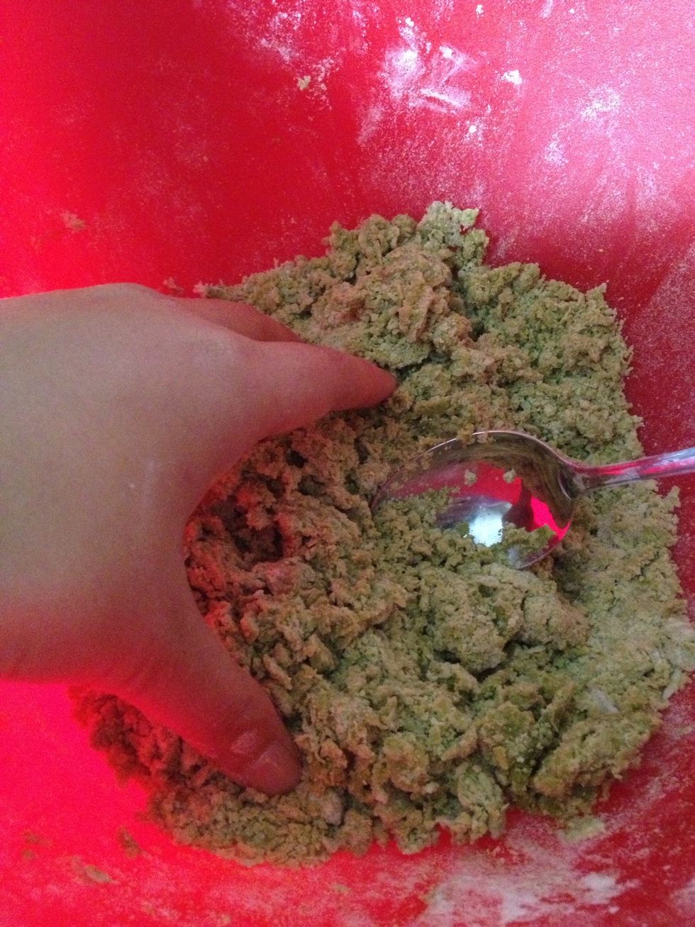 Form the dough into a ball using your hands, and then press slightly to form the ball into a disc.
