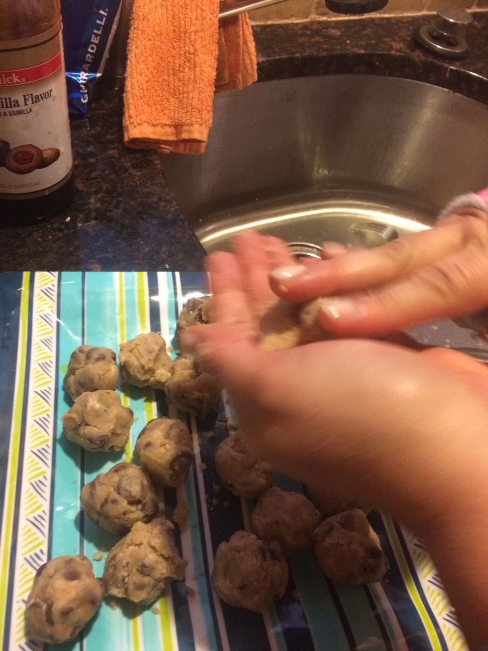 Form the dough into balls and freeze for at least 30 minutes. The longer they are left to chill, the better they turn out.