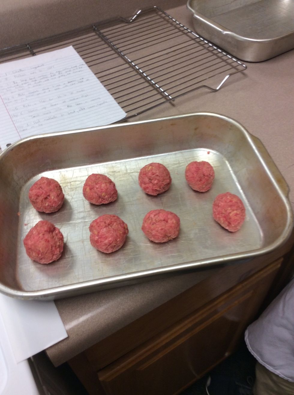Form the meat into balls and put on a pan