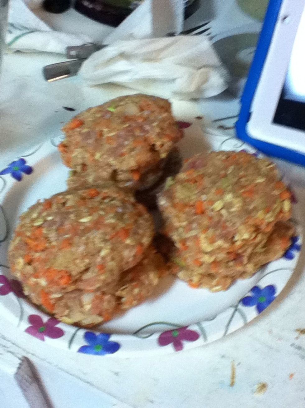 Form them into patties, and wait for the pan to heat