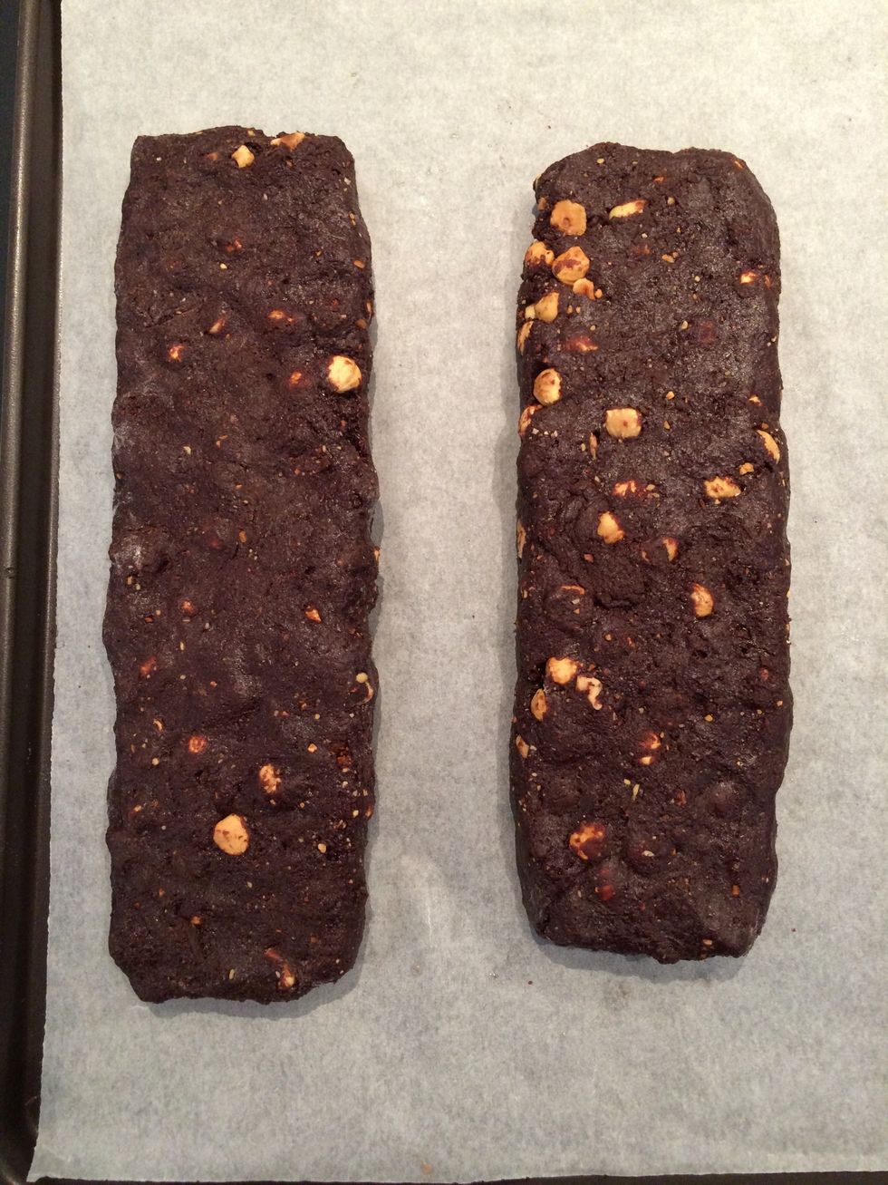 Form two logs and flatten them as above