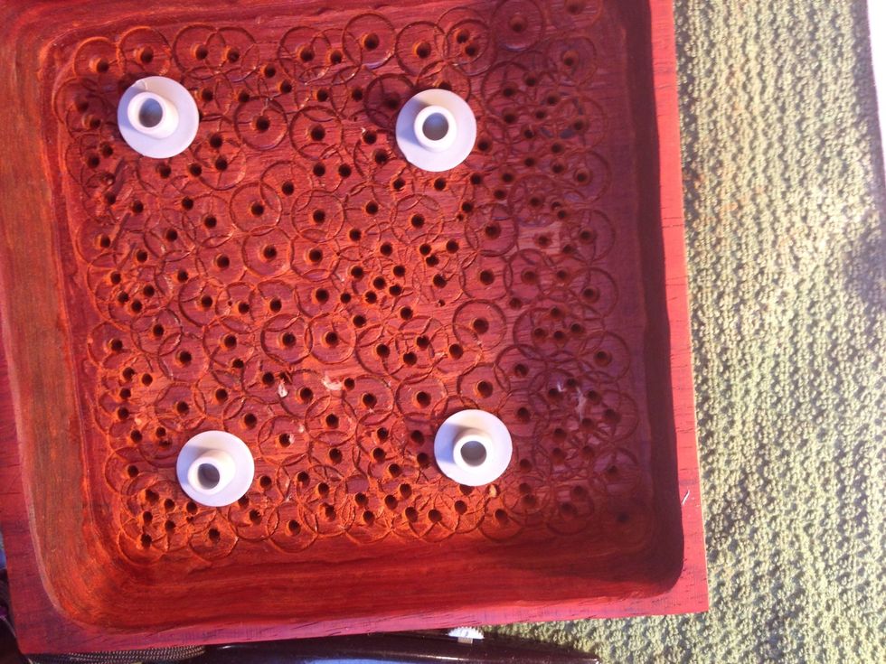 Found some plastic spacers to keep the card board level and give room for all the charger wires have room. You could use wood block if you need.