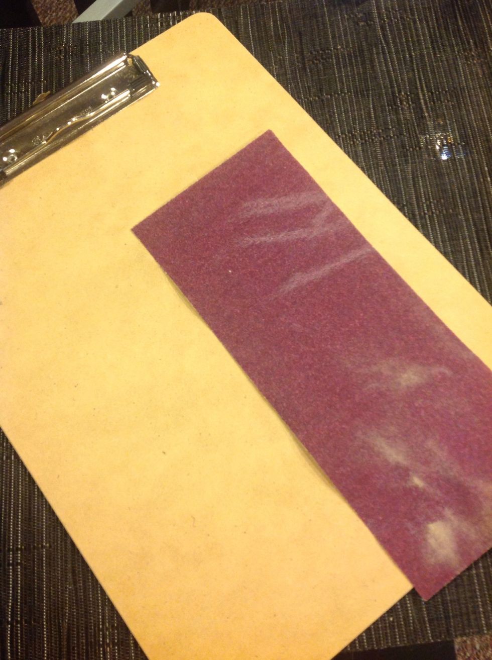 Found this clipboard at Walmart for under $3. I sanded the edges down and roughed up the surface a bit.