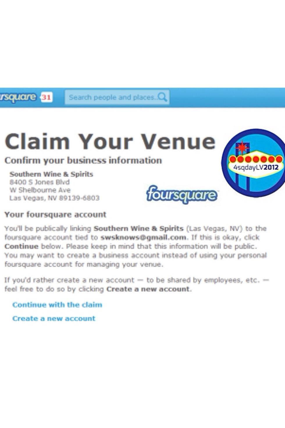 Foursquare defaults to making Managers public info. Turn that off later if you want to be anonymous.