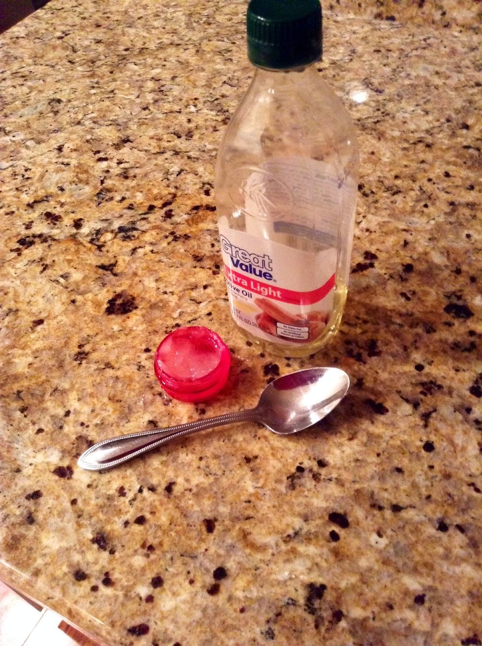 Fourth, add 1/2 teaspoons of olive oil. This ups the moisture level a ton! Remember to mix really well. And, if your all out of olive oil, try almond or jojoba oil instead!