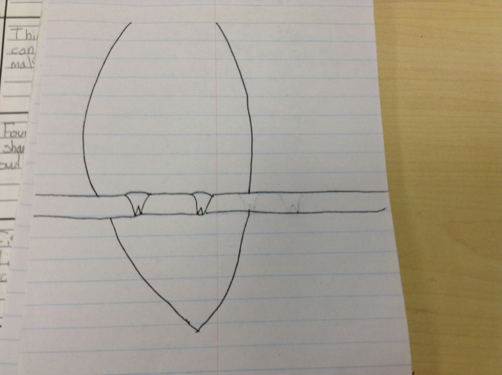 Fourth, make a curved v shape as the body of the owl.