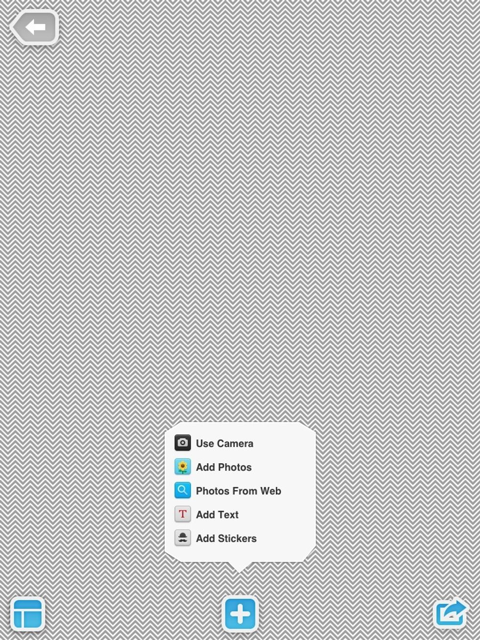 Fourth step: Tap to the second picture and choose to put a photo using the camera, to put a photo of the camera roll, to put a photo of the internet, to put a text...