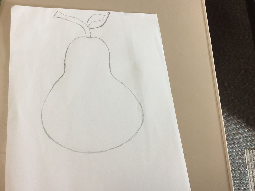 Fourthly, draw a line curled in then draw another line onto of the bottom line that curled in and connect the two lines together to make a leave shape. Draw a curled line in the middle of the leave.