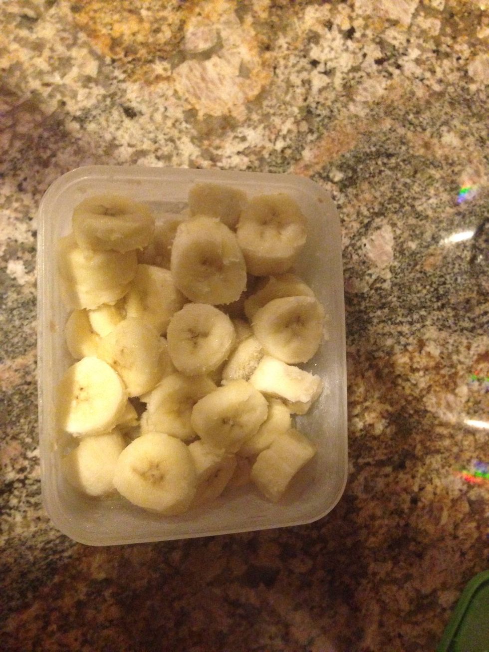 Freeze sliced bananas until they have an icy layer