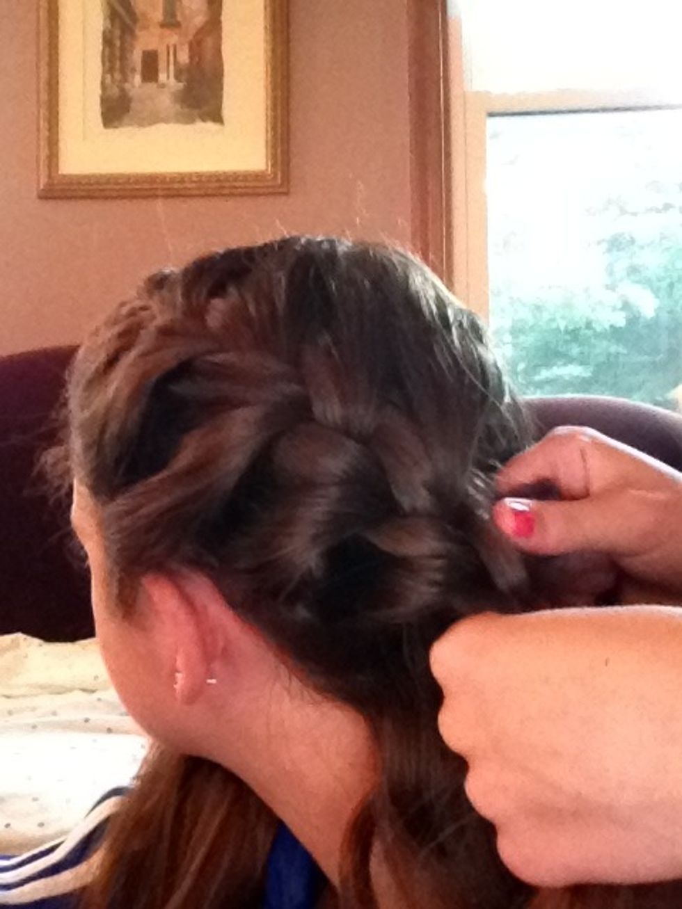French braid into you get to your neck