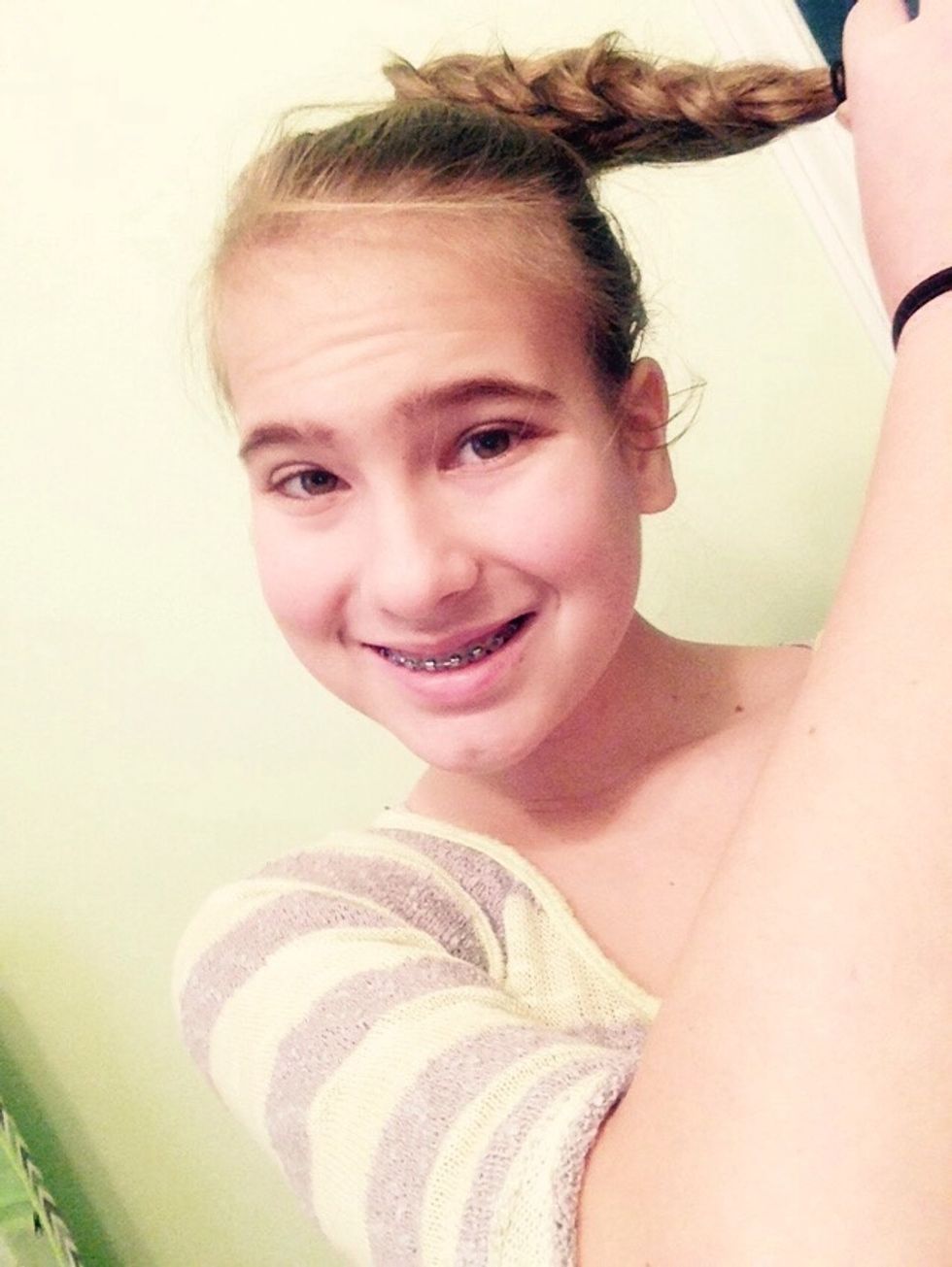 French braid the ponytail