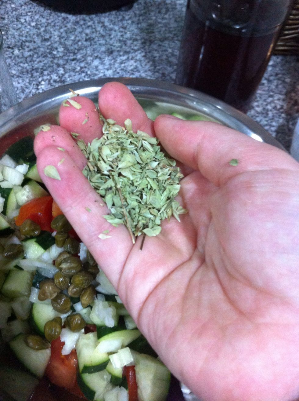 Fresh oregano, basil works as good and it's easier to find fresh.