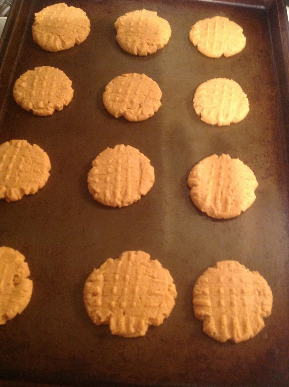 Fresh out of the oven! Let the cookies cool at least 2 minutes before you take them off the cookie sheet.