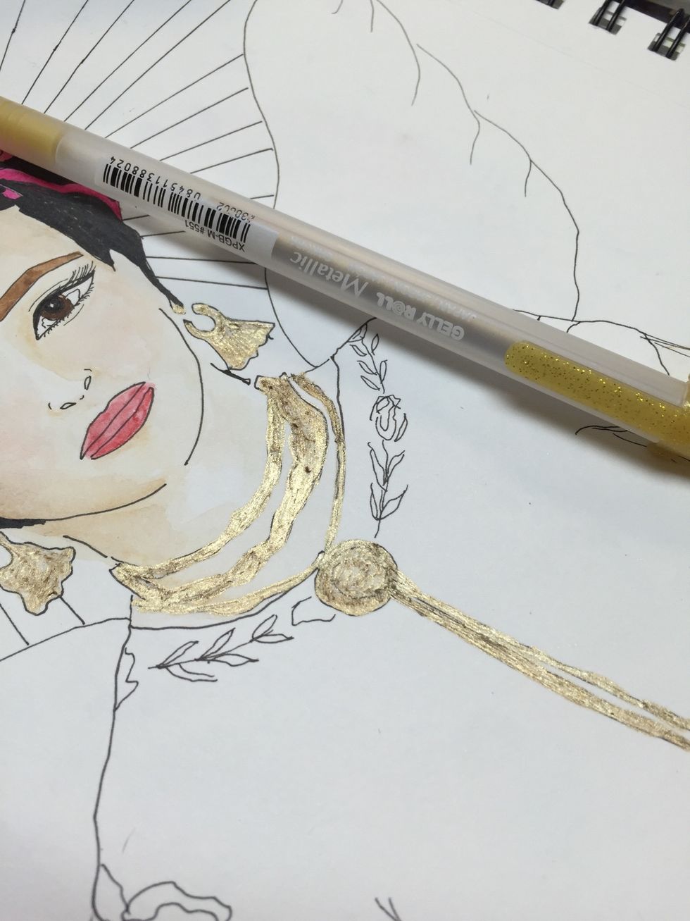 Frida loved her jewelry so I gave her some. I'm using a gel gold pen