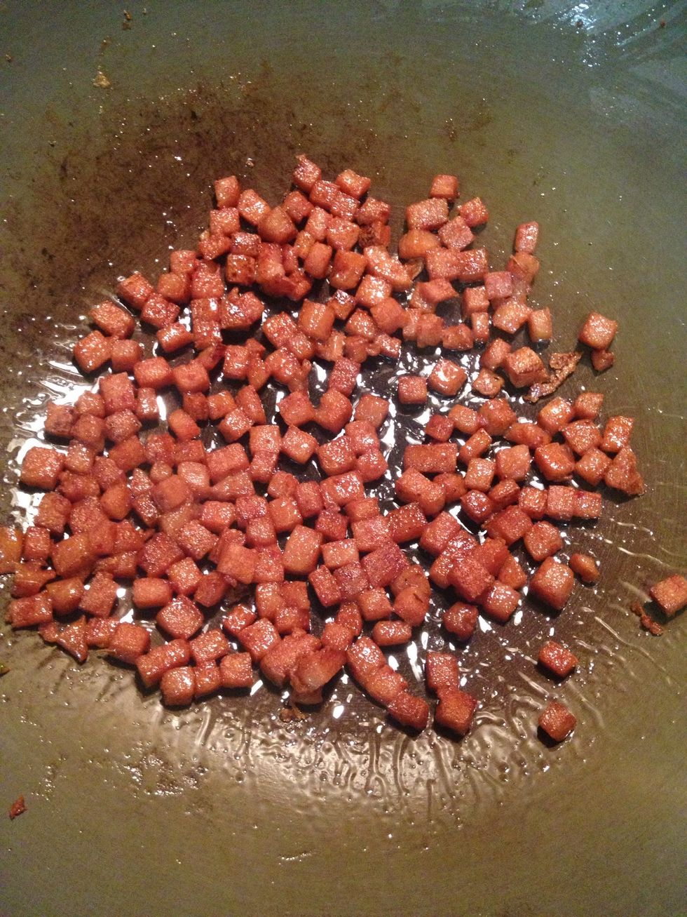 Fried until golden brown and set aside.