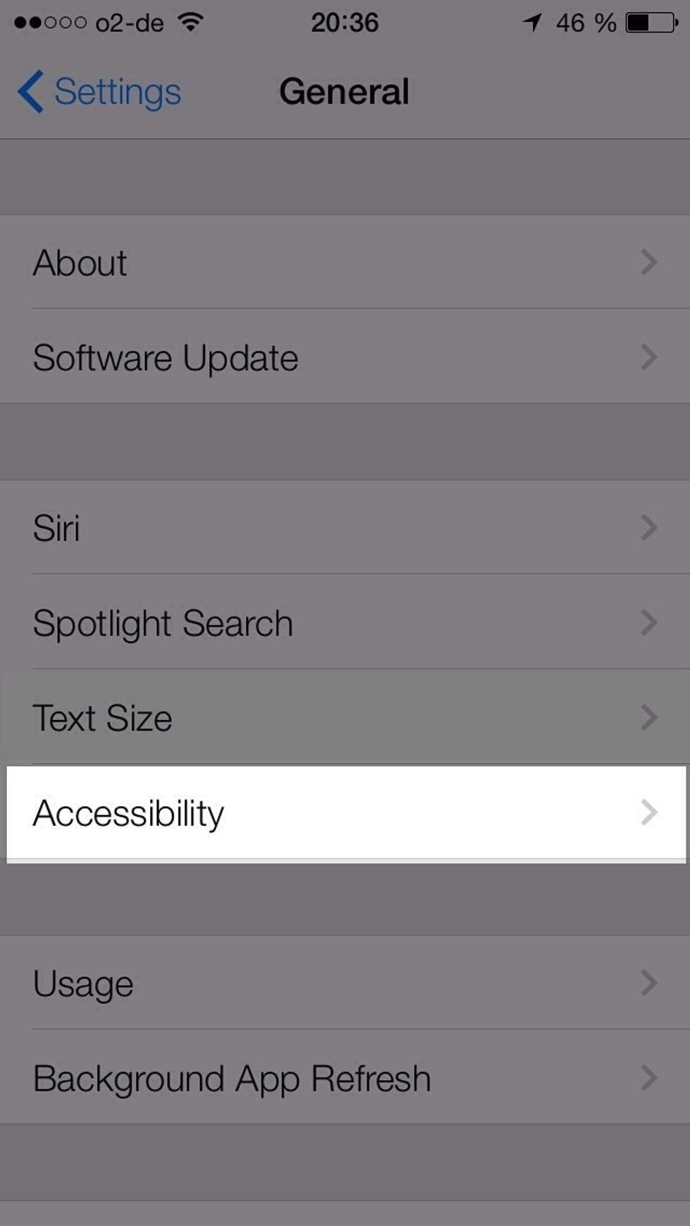 From "General" go to "Accessibility"