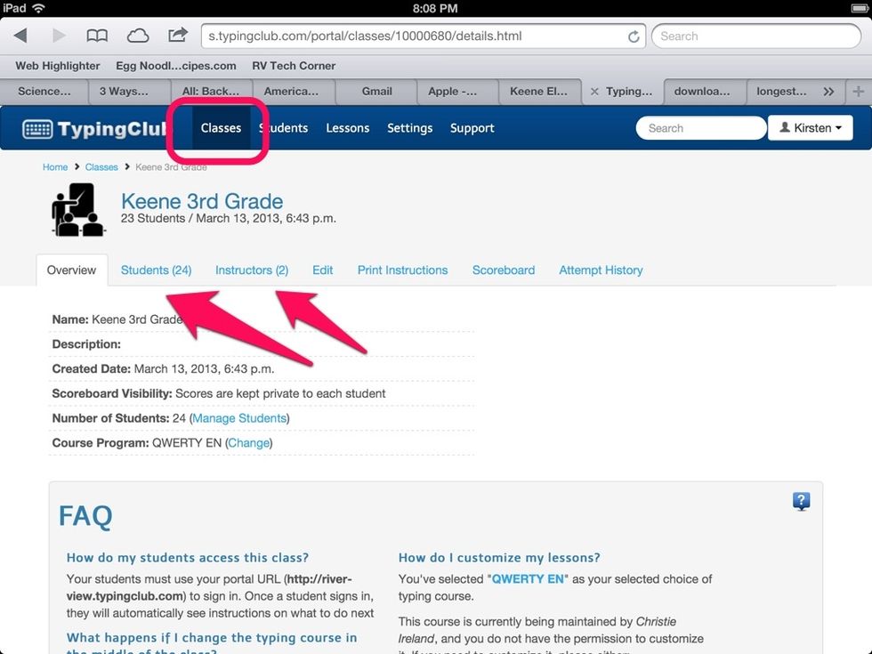 From here you can choose to visit Student Info, Print Cards, etc.