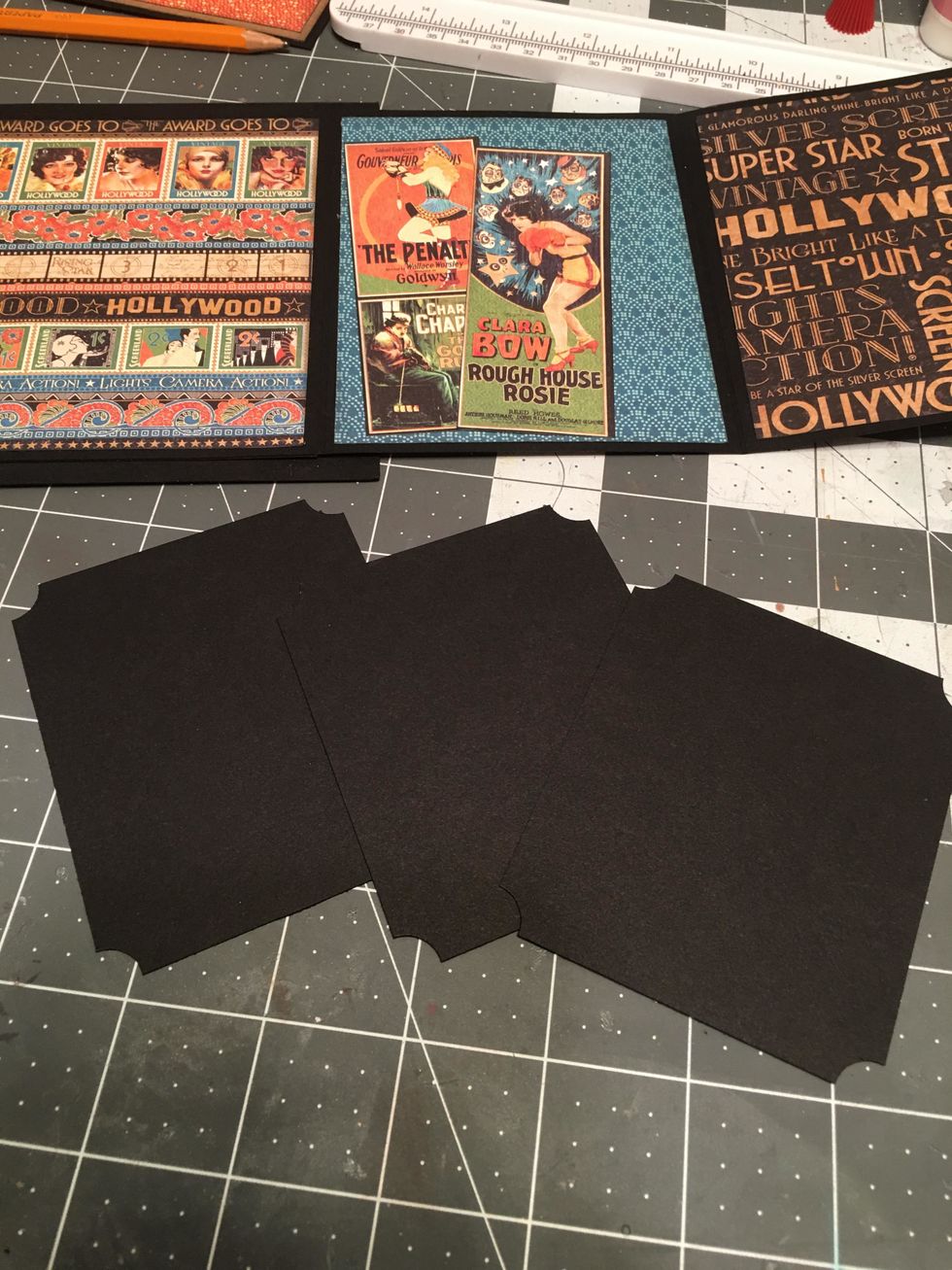 From left over black cardstock, cut 3 extra photo mats. These are 3" x 3 1/2".
