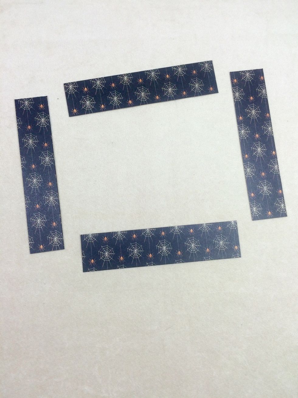 From Run and Hide, cut four strips at 1 1/8" x 5" each.