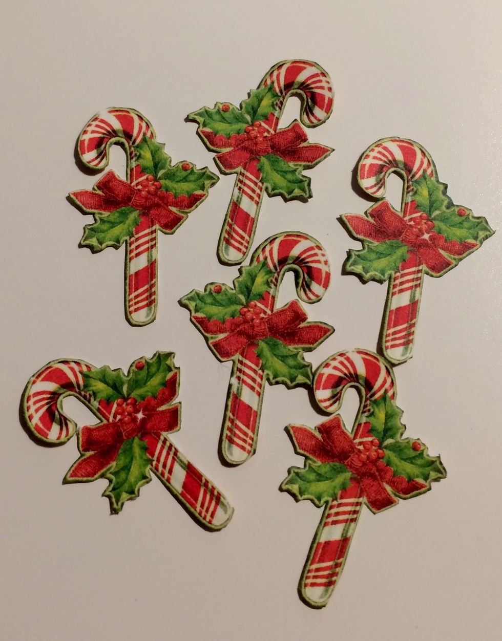 From the Candy Cane Wishes paper, fussy cut six candy canes out.
