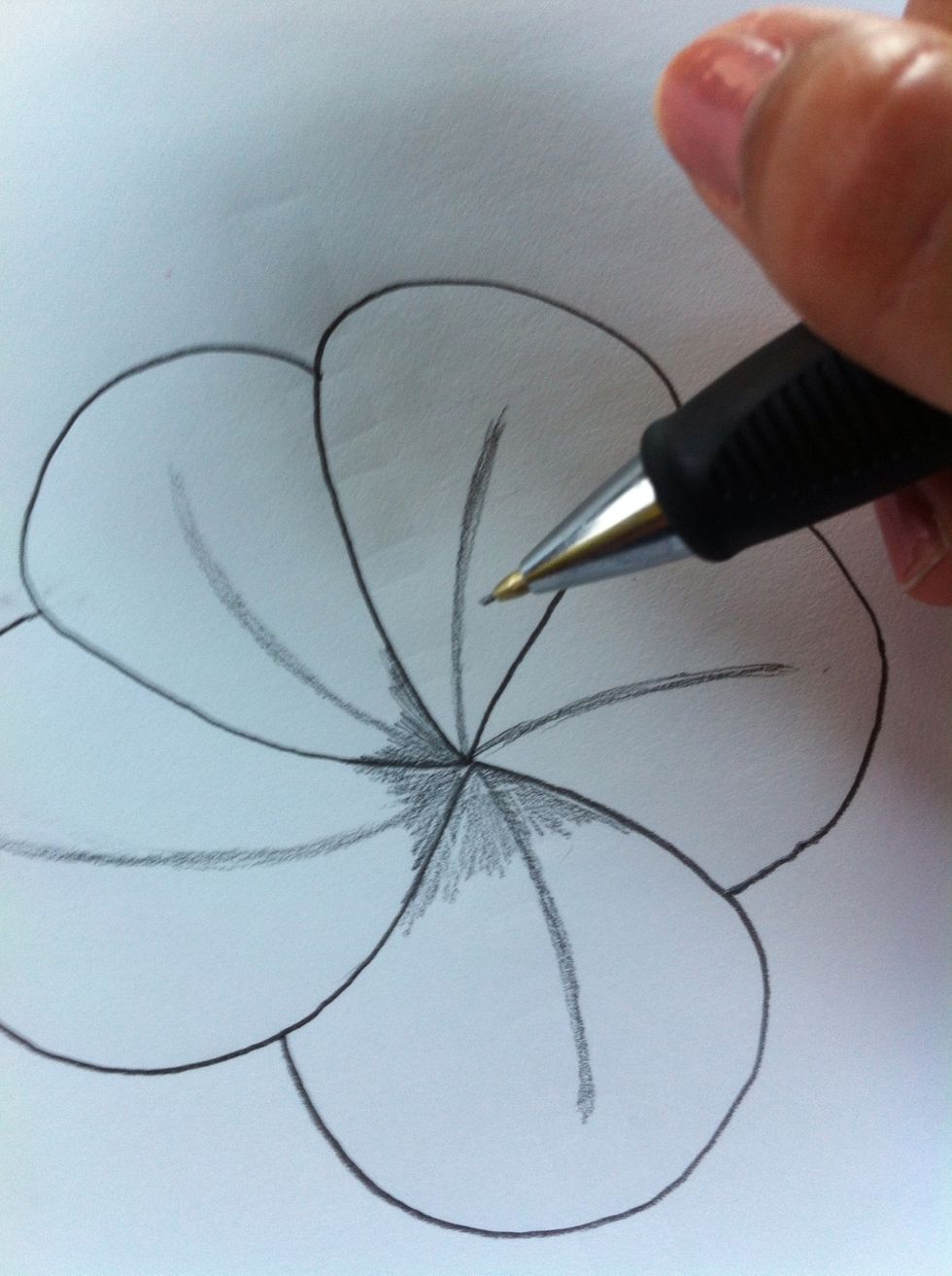 From the center, shade the bottom of the pedal, all the way around