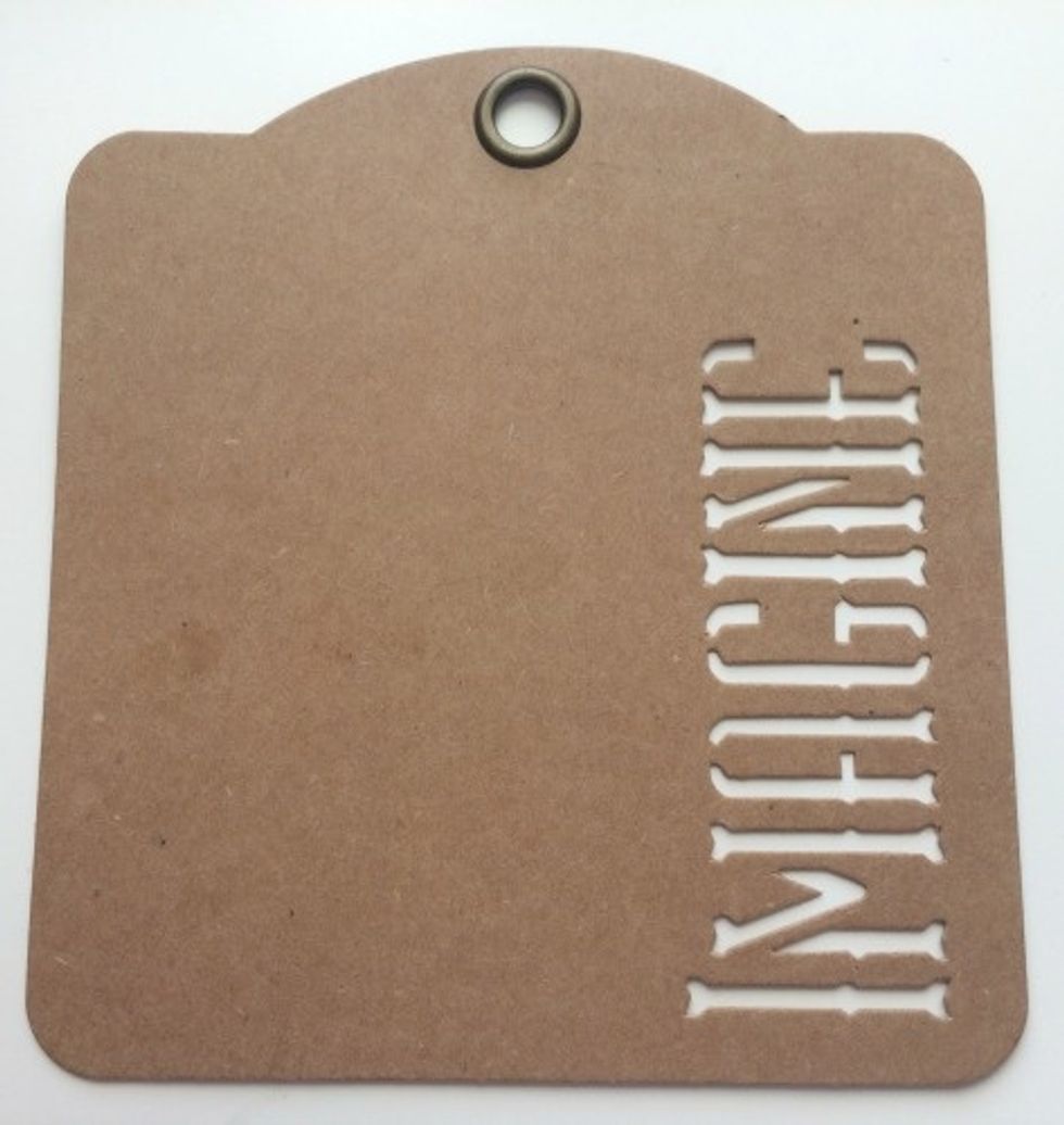 From the Create, Inspire, Imagine Kraft Tags, you'll need to pull one Imagine kraft tag out.