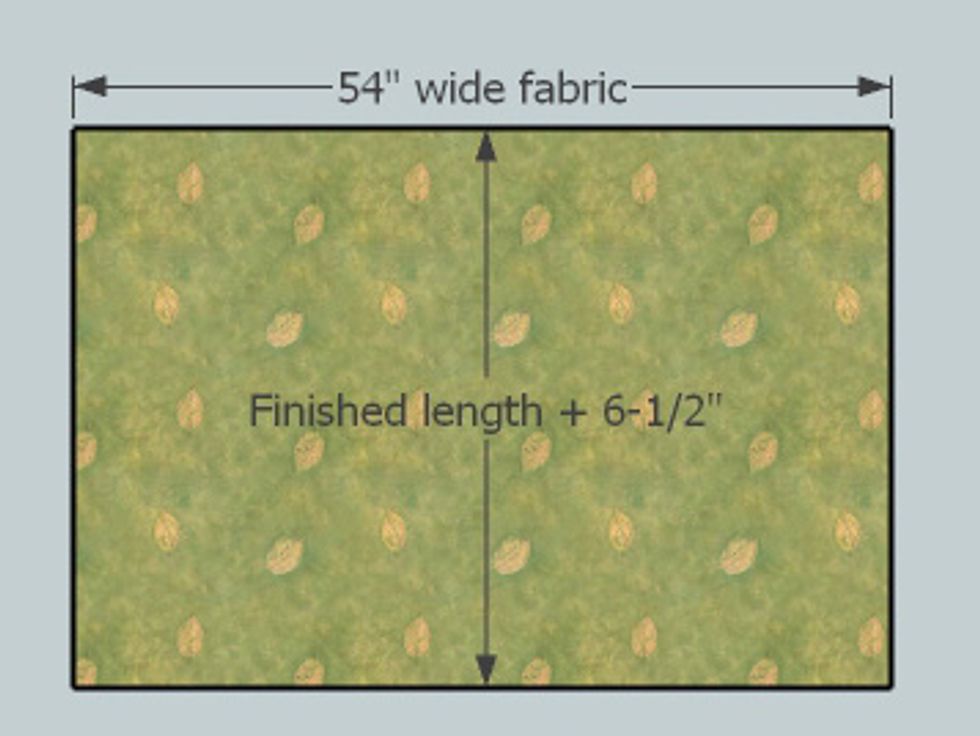 From the Face Fabric - cut 2 rectangles 54" wide x the finished length + 6-1/2" (determined in step 2).