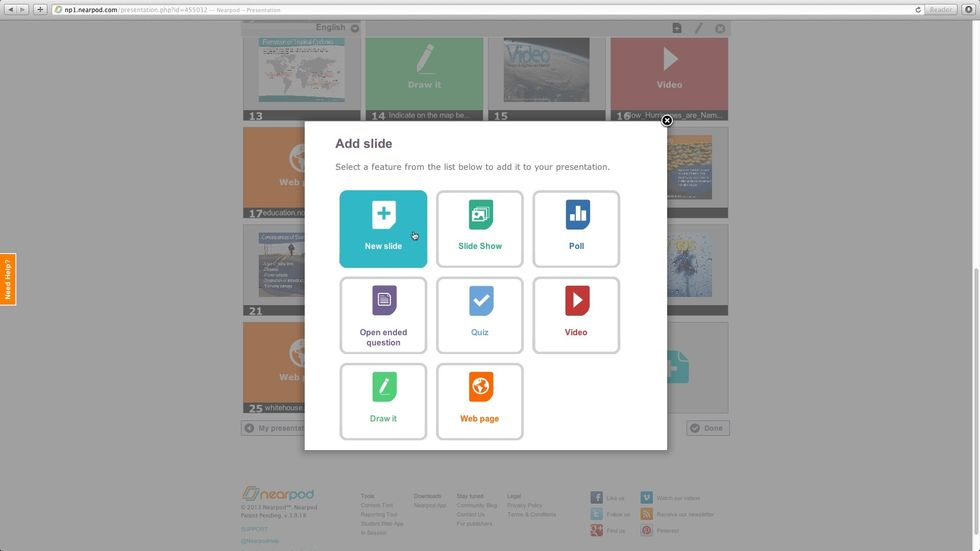 From the Features list, select "New slide".