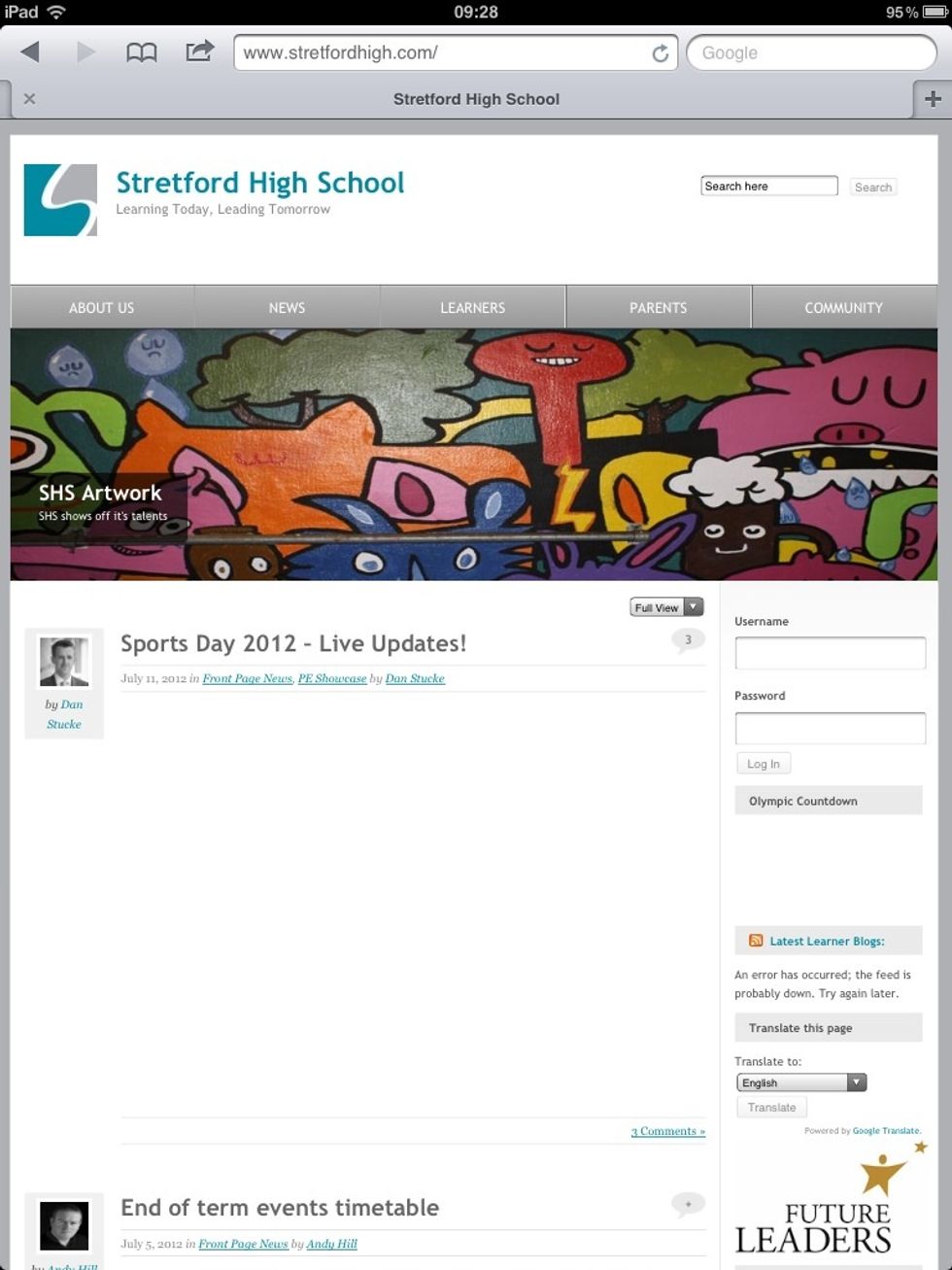 From the Home screen, tap Safari to open an Internet browser. Go to stretfordhigh.com