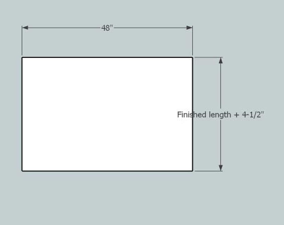 From the Lining Fabric - cut 2 rectangles 48" wide x the finished length (determined in step 2) + 4-1/2"