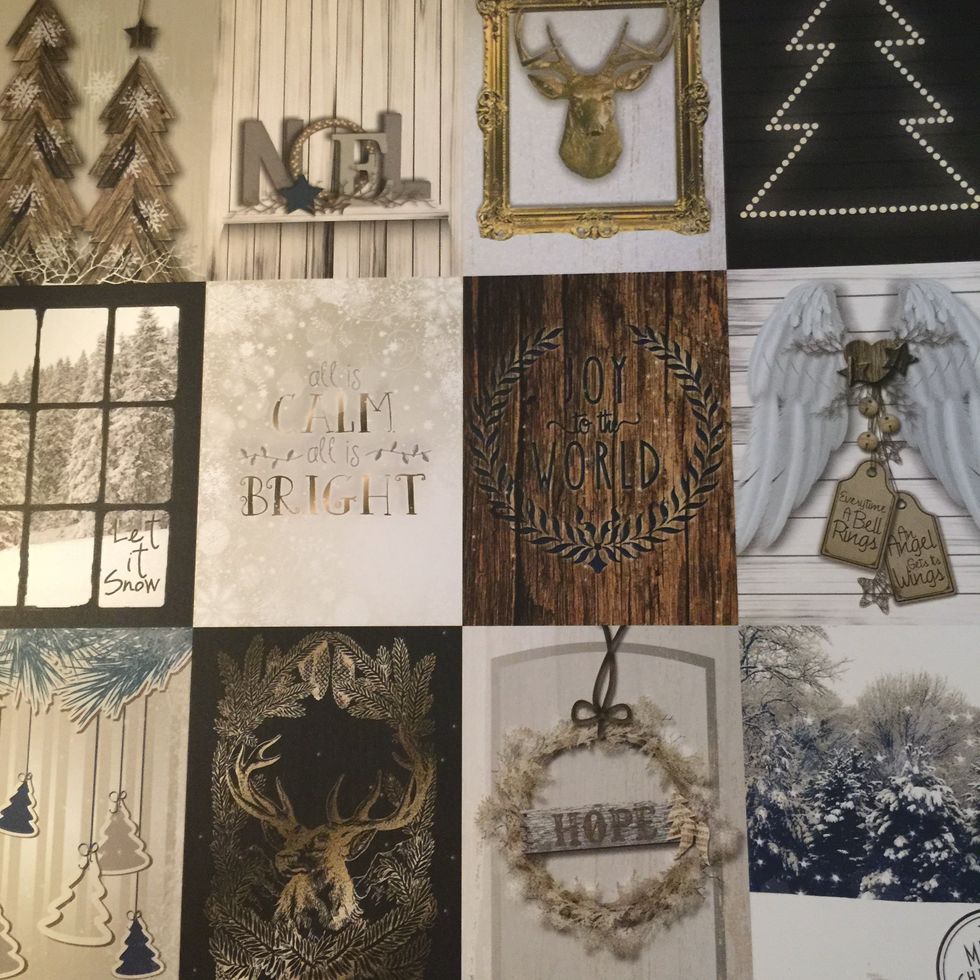 From the Patterned Paper, select the images you want for your pockets. Cut 9 at 2.5 x 3.5 inches. (You will need to cut the journaling cards down 1/4 inch on all sides to get the proper measurement)