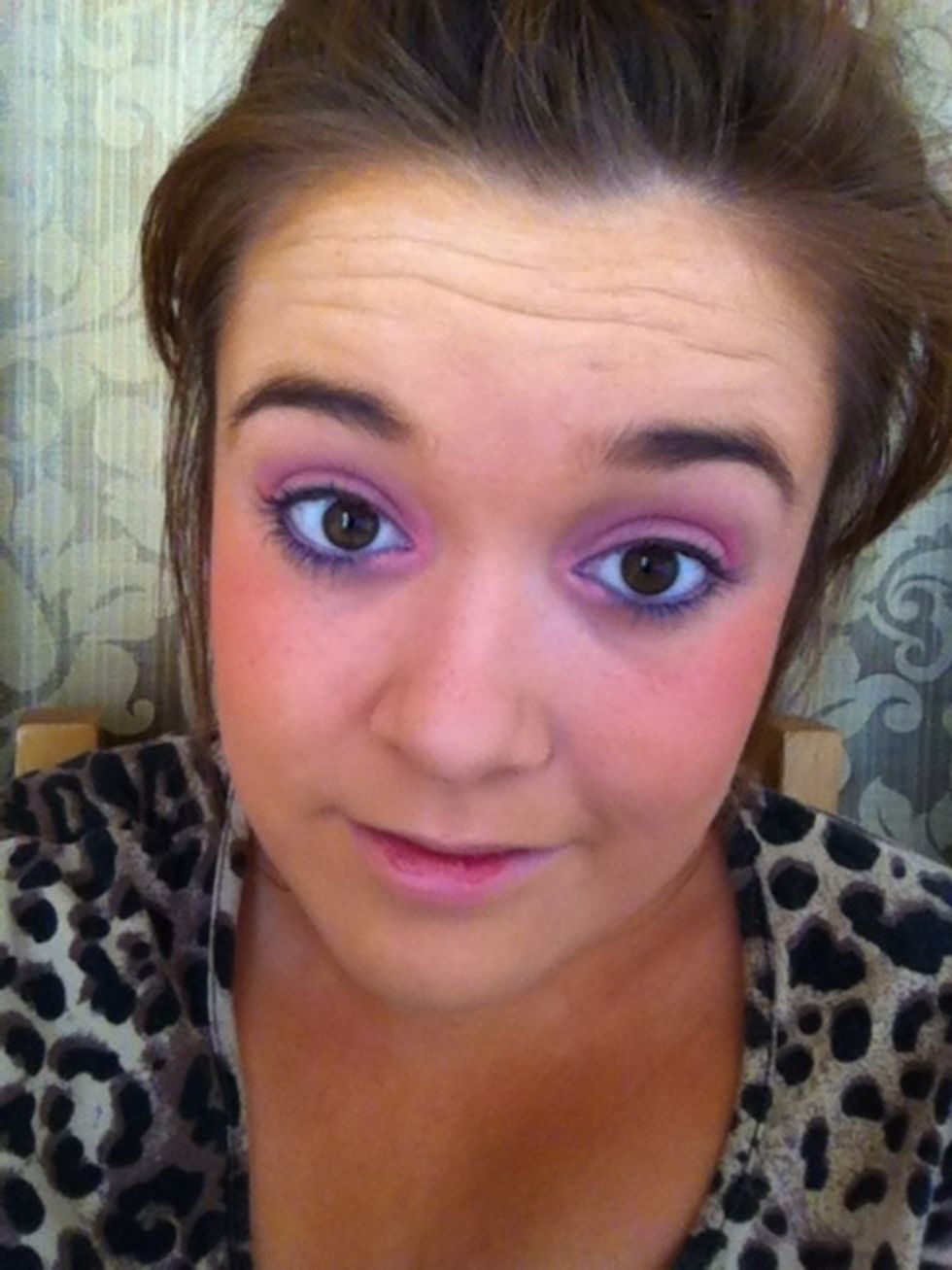 from the same pallet i am using a copper pink colour to coat the upper lid and a bit of the lower lid :)