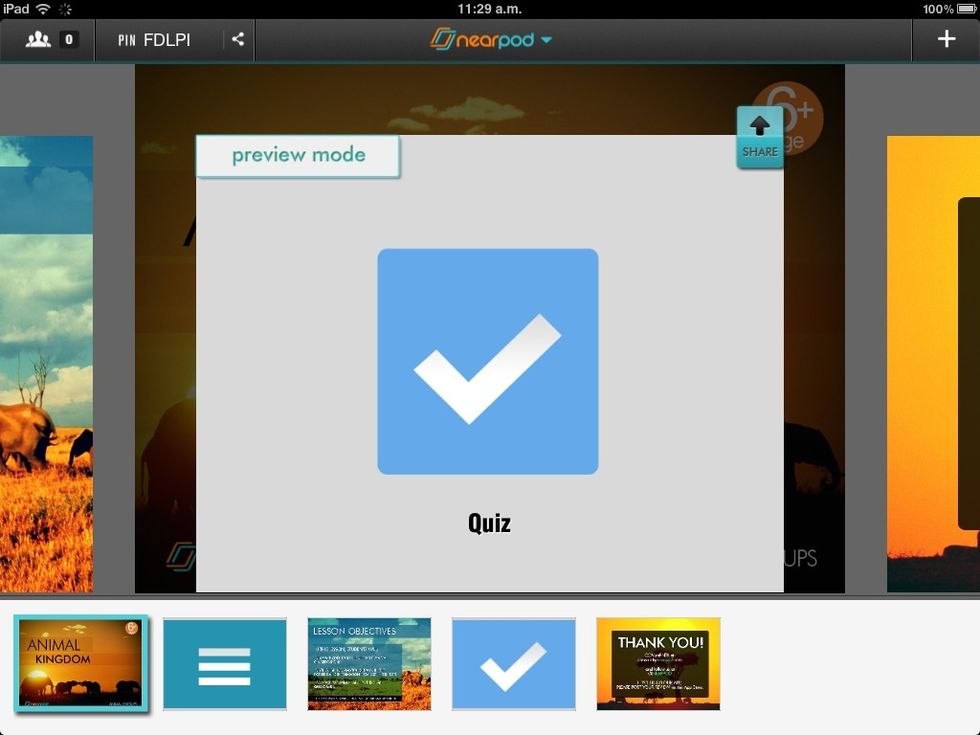 From the scrubber below, choose the Quiz and share it.