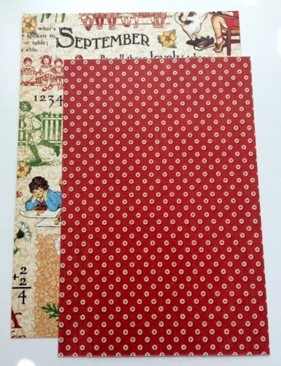 From the September Montage paper, cut a piece that measures 4 3/4" x 6 3/4". Cut a second piece that measures 4" x 6".