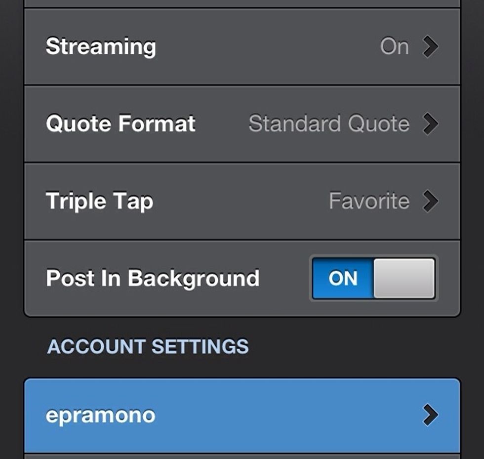 From the Settings view, select the Twitter account you wish to setup. Push notification is one of many account-specific settings you can fine tune in TweetBot.