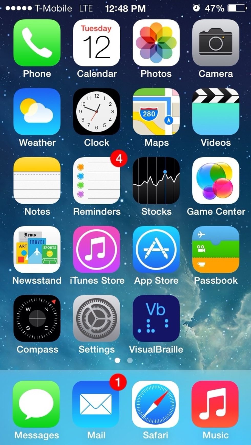 From your home screen, tap on VsualBraille