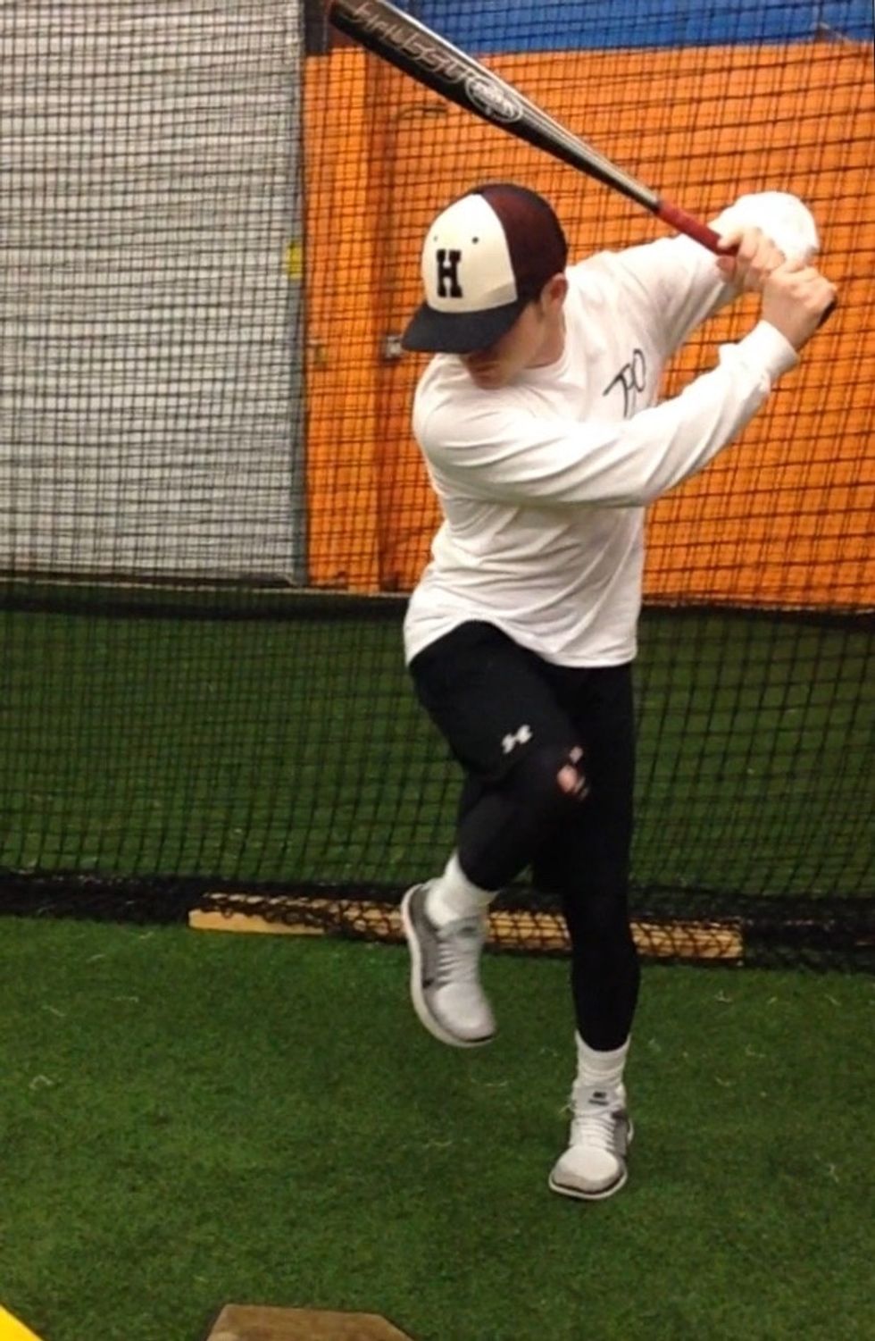 Front leg kick. Be sure to get your foot down before your hand to go down.