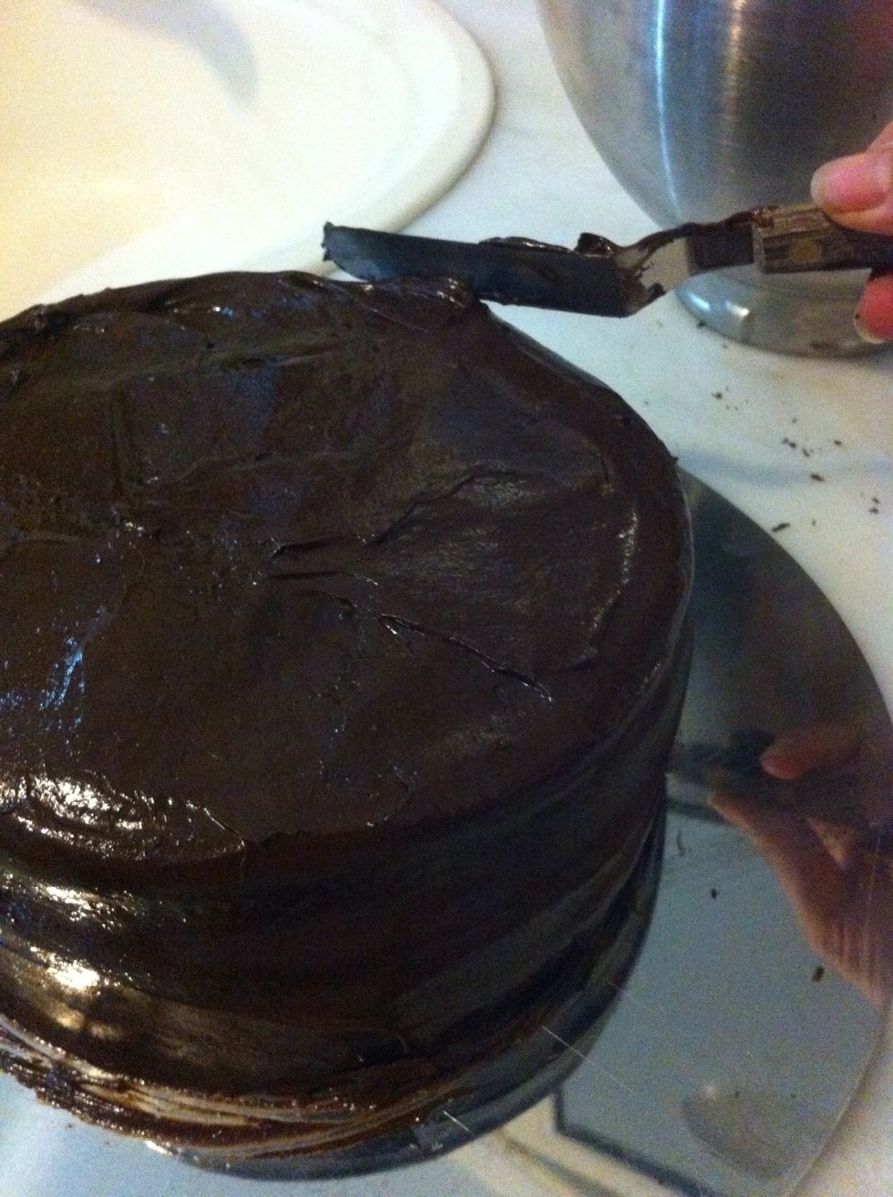 Frost all over your cake with a spatula....