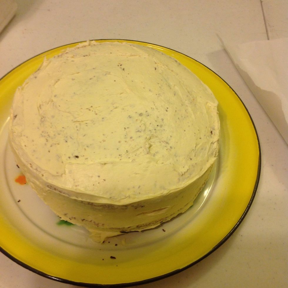 Frost both cakes completely. This is called a crumb coat.