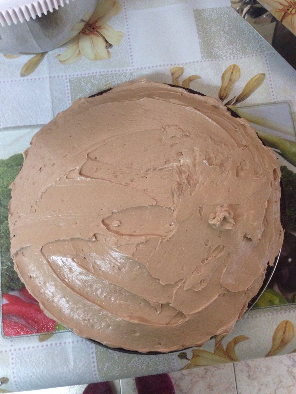 Frost the first Layer with a chocolate cream