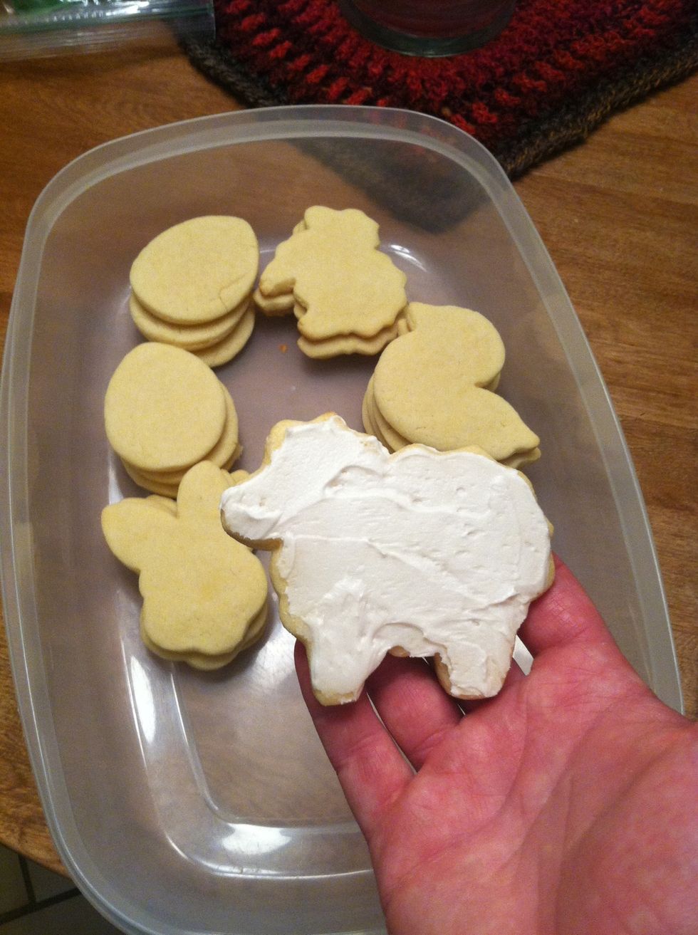 Frost your cookies... Add food coloring as needed.