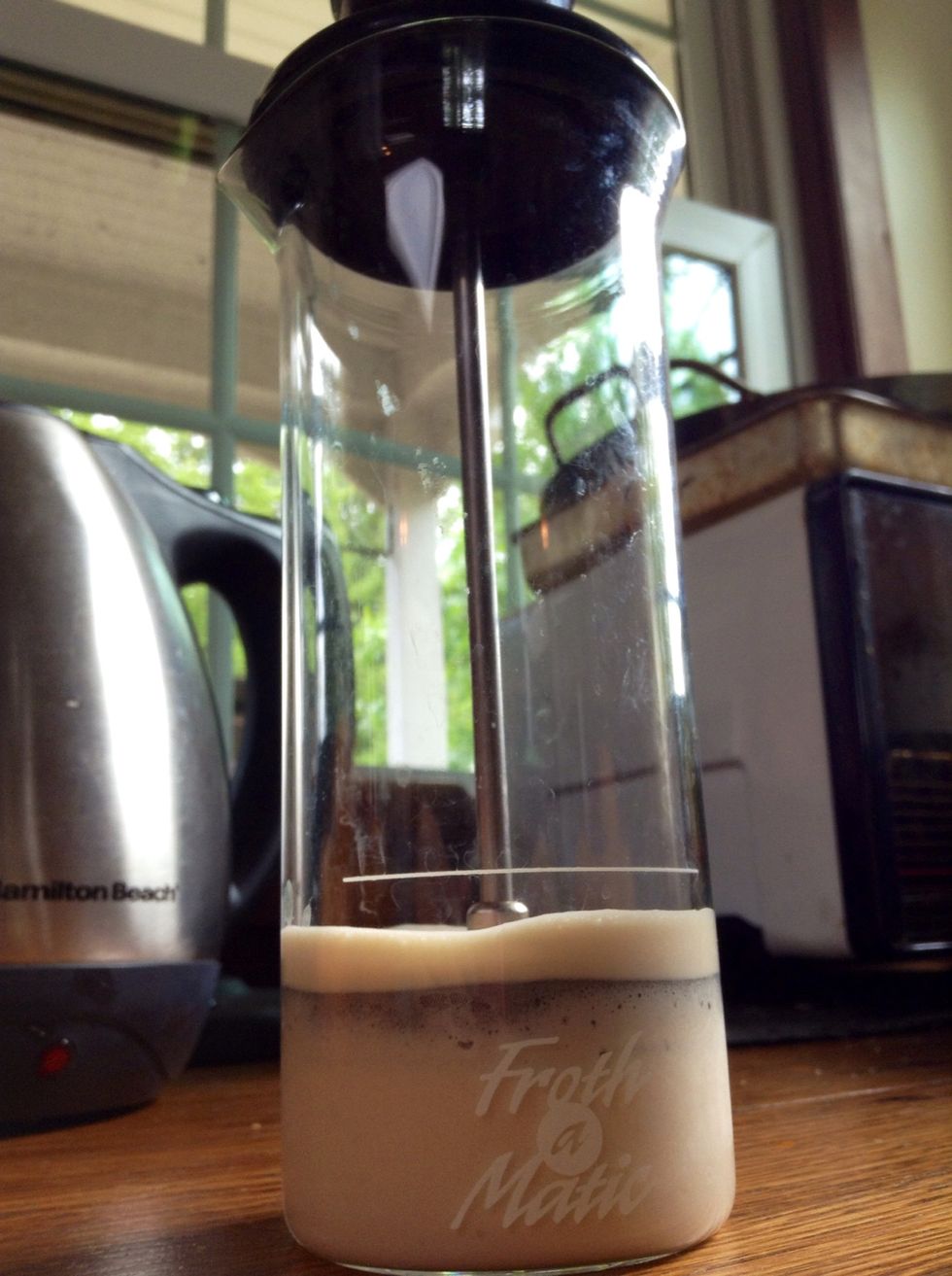 Froth it up! If you have one of these contraptions, put about 1/8 of a cup of the smoothie  in it and start frothing \ud83c\udf1e