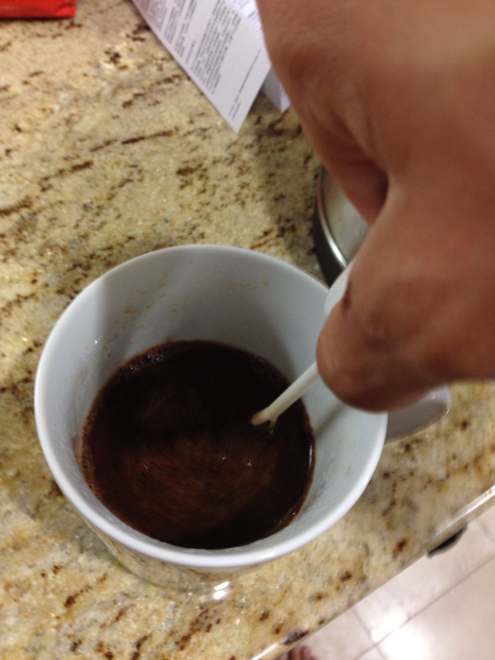 Froth with a hand mixer of blender. Then enjoy