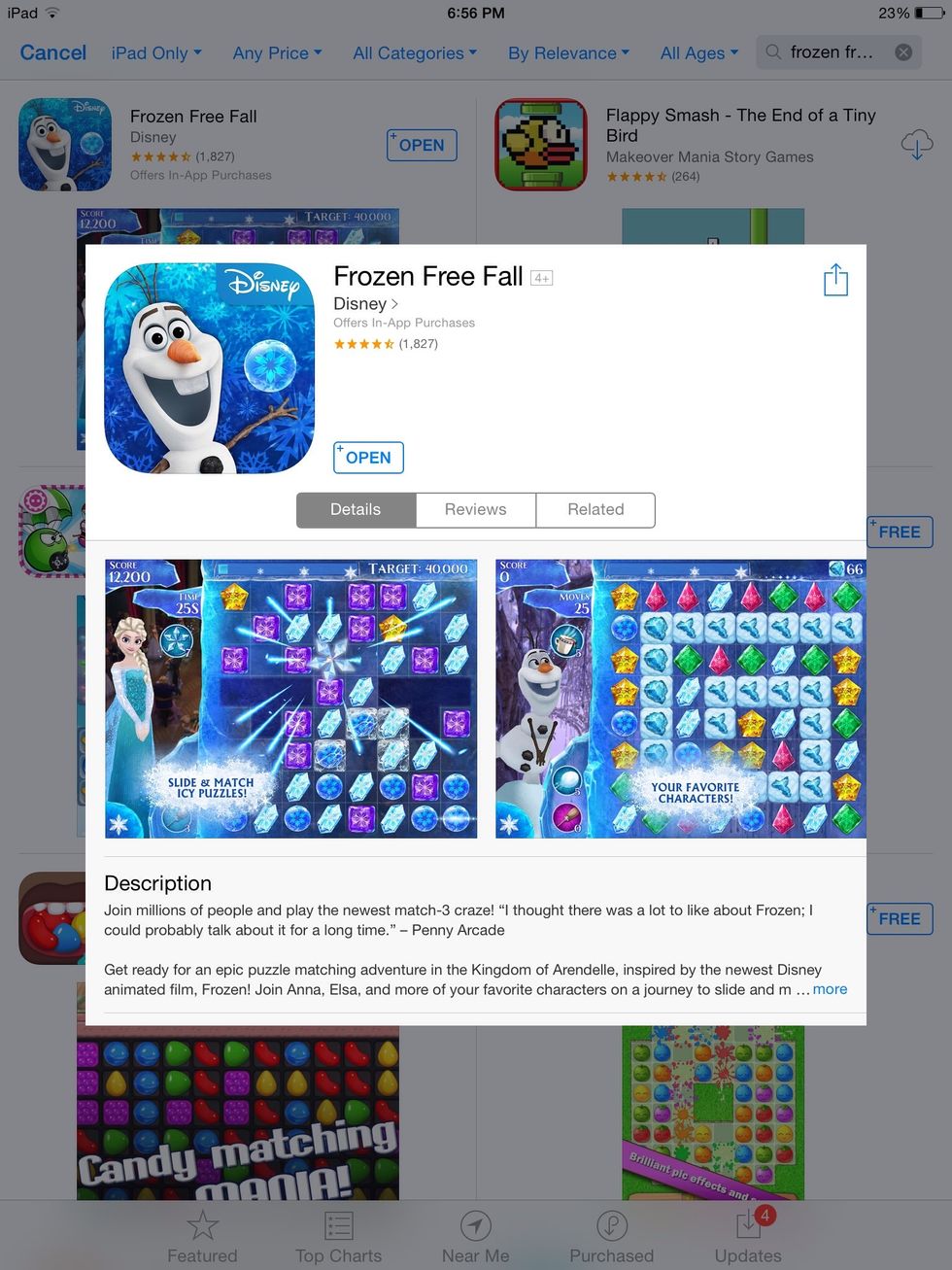 Frozen Free Fall- A fun and cute puzzle game by Disney