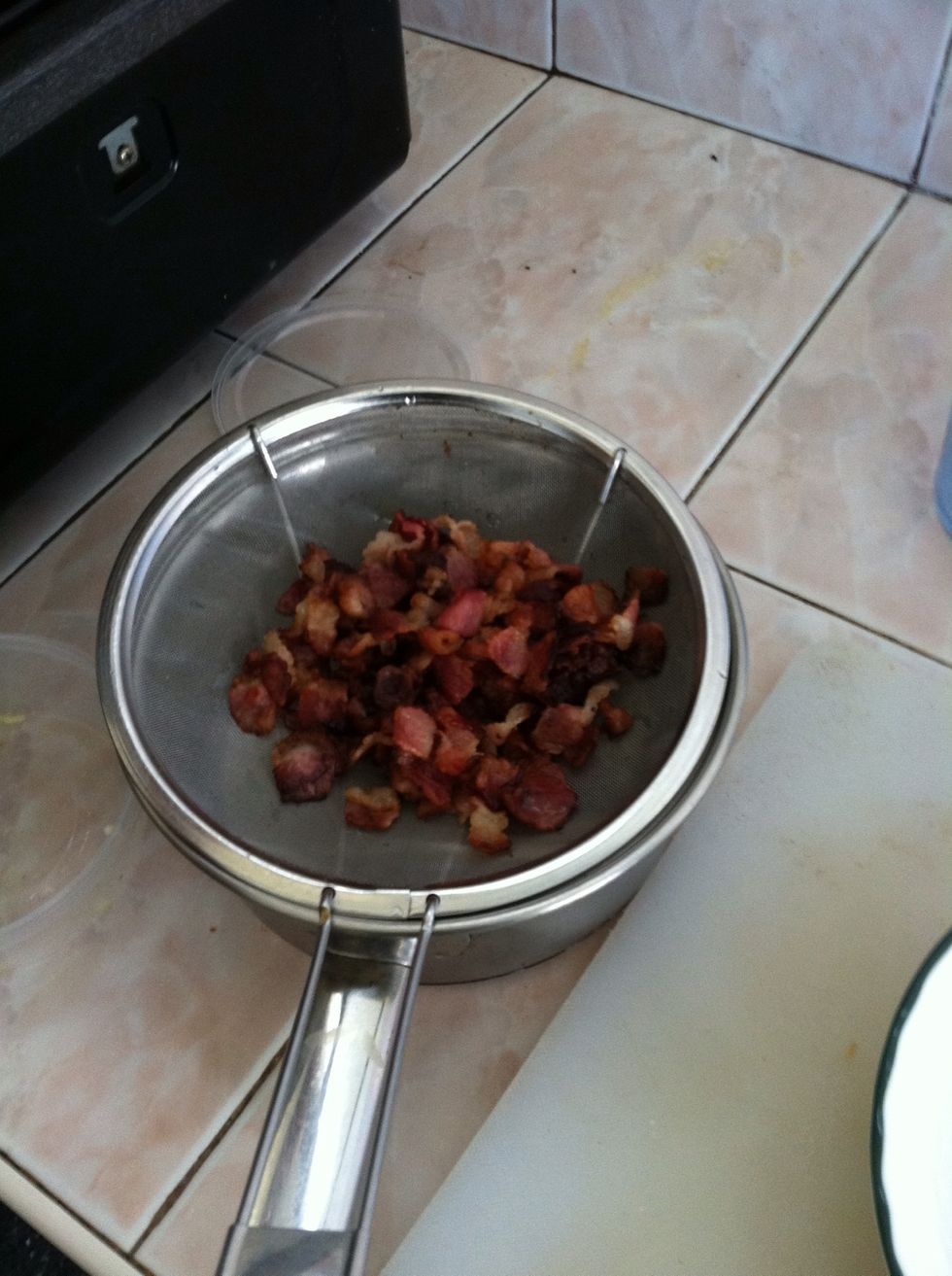 Fry bacon then set aside